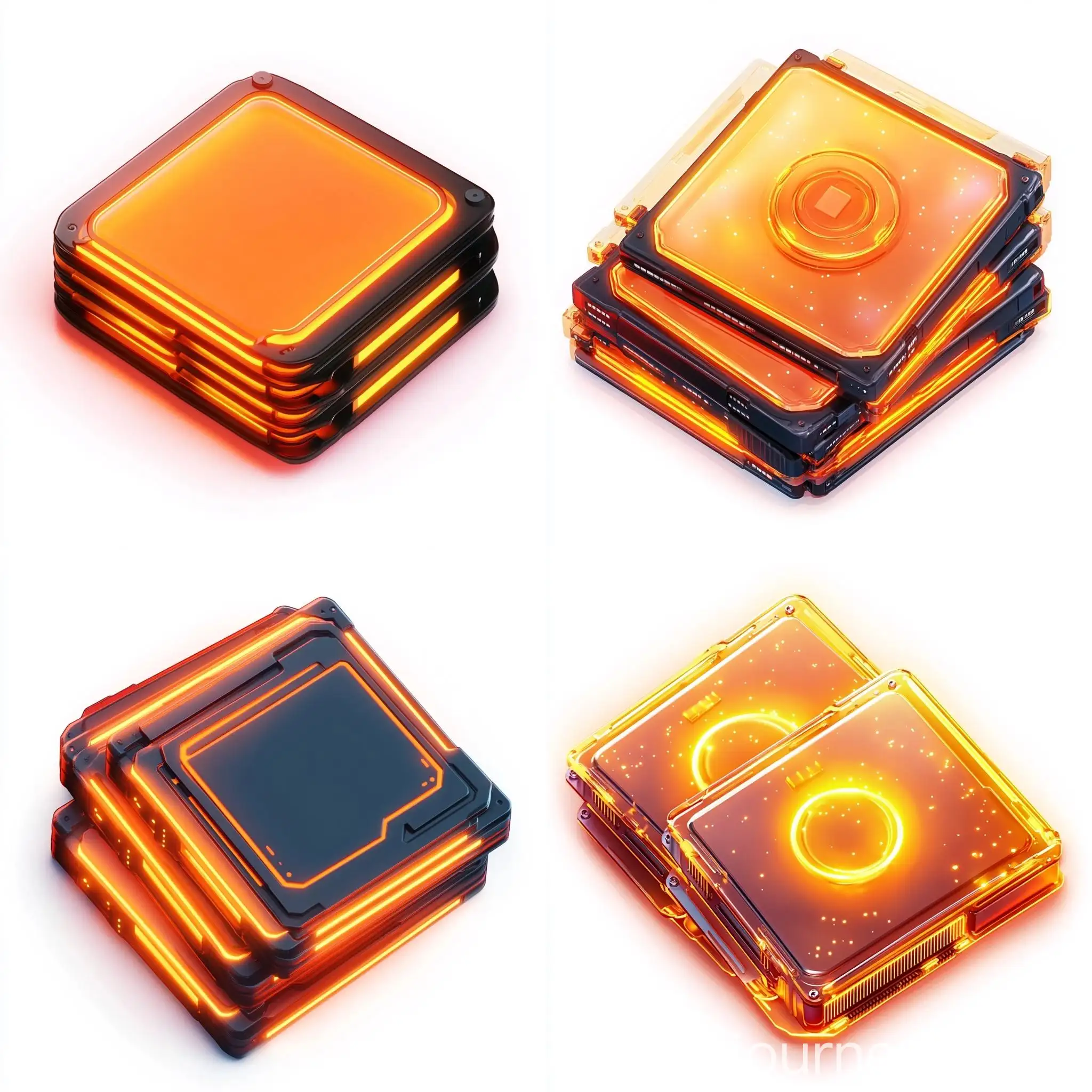 3-Hard-Drives-Icon-with-Orange-Neon-Glow-on-White-Background