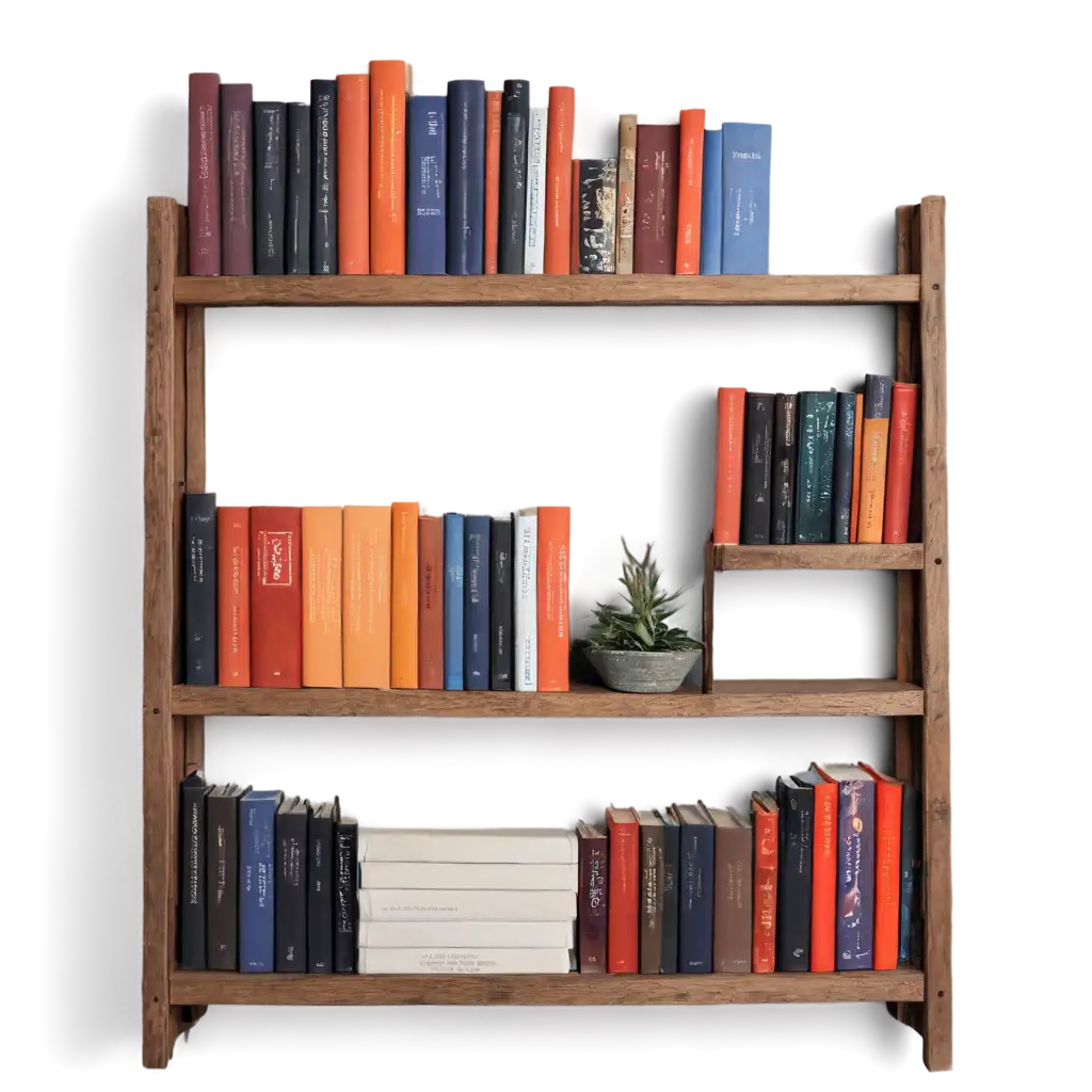 HighQuality-PNG-Image-of-Books-on-Shelves-Perfect-for-Creative-Projects