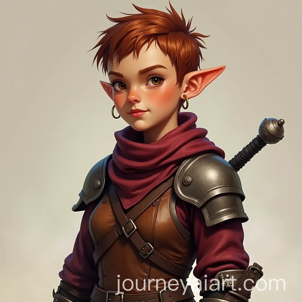 Halfling-Adventurer-Jixalyn-Sparkwell-in-Maroon-Leather-Armor-with-Rapier