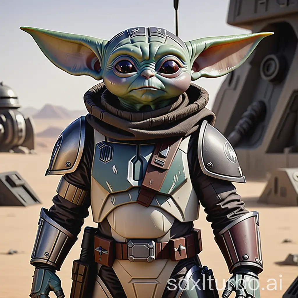 adult grogu from mandalorian in power armor