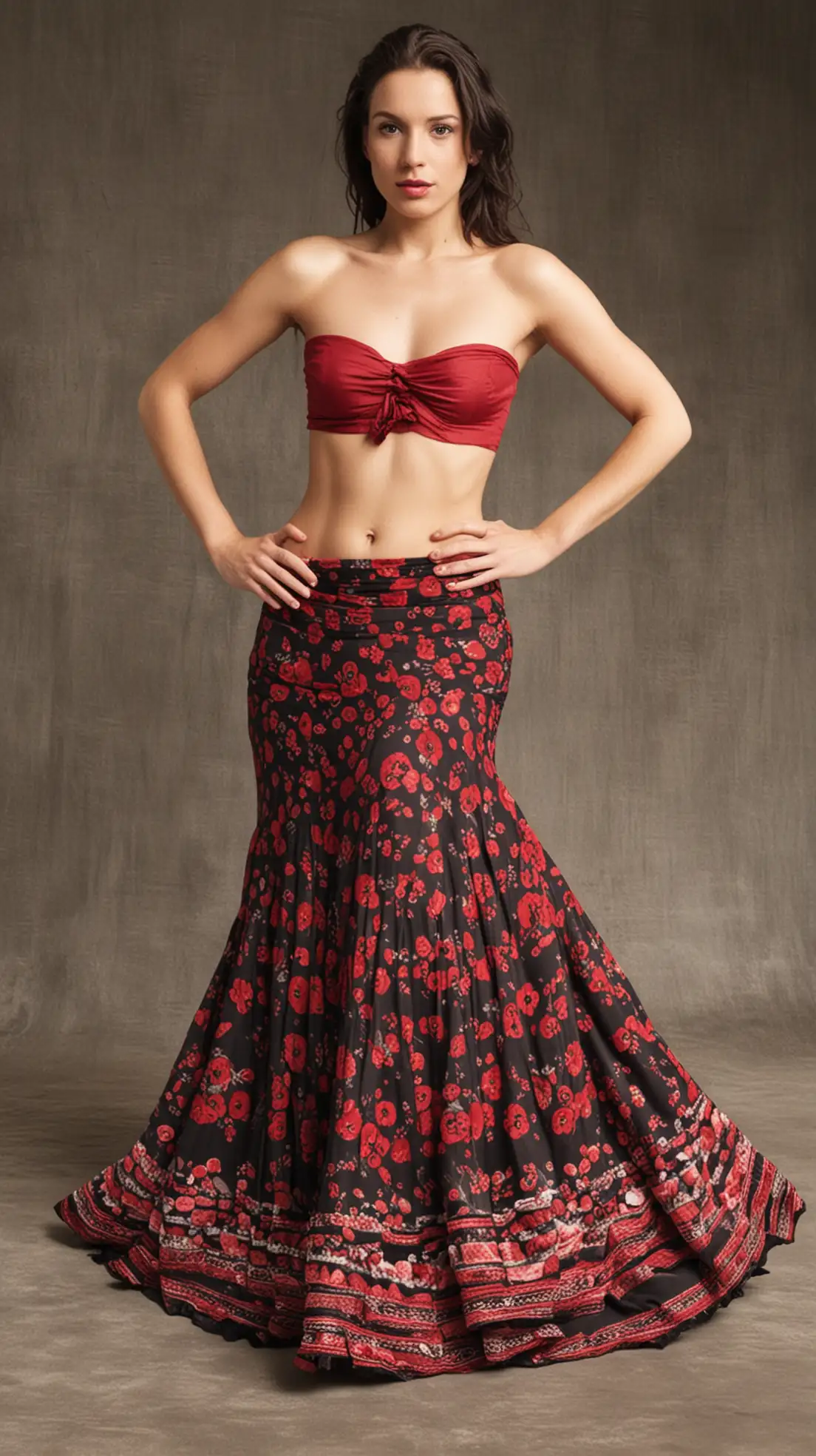 Elegant-Topless-Long-Flamenco-Skirt-in-Traditional-Dance-Pose