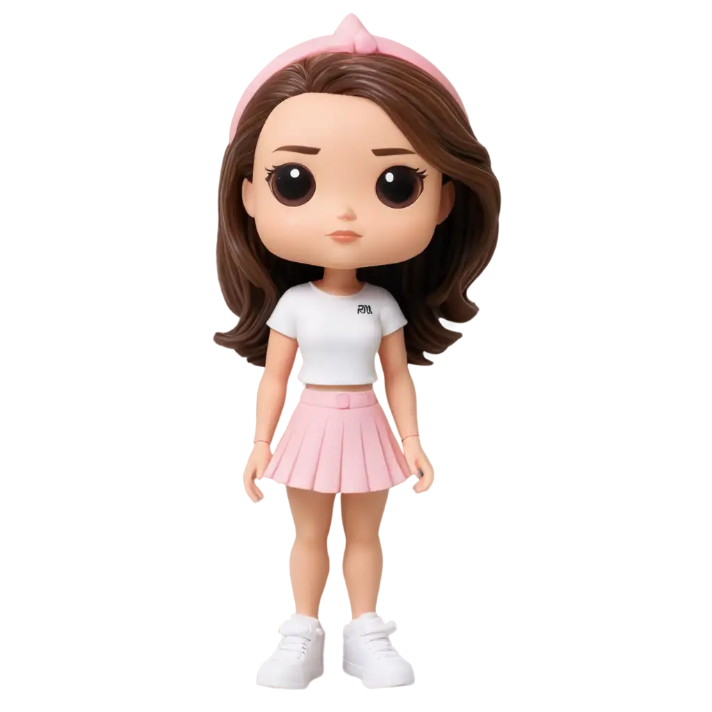 Funko-Pop-Girl-Doll-PNG-Image-with-Brown-Hair-Light-Pink-Skirt-and-Fila-Sneakers