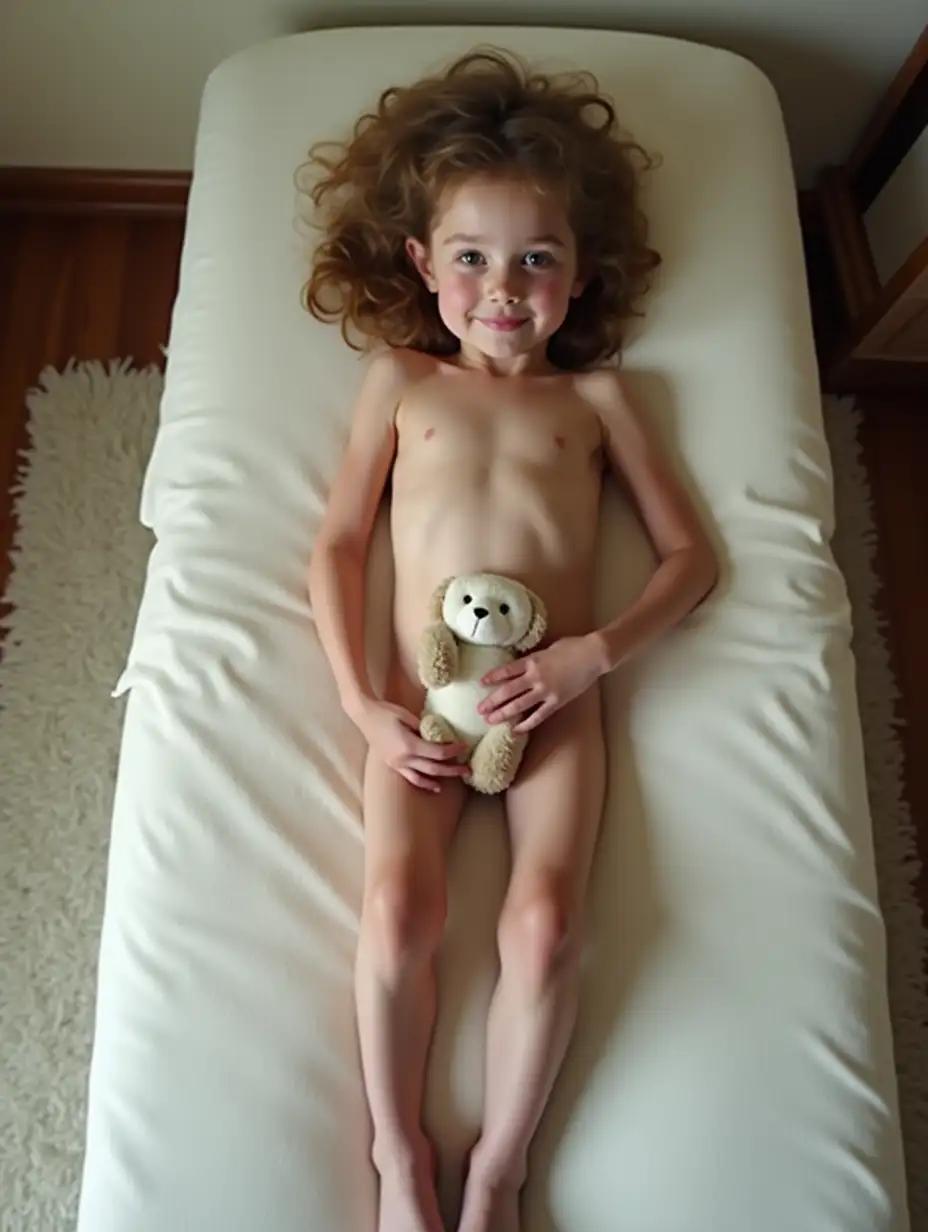 Very-Skinny-Little-Girl-Holding-Stuffed-Animal-on-Massage-Table-View-from-Above