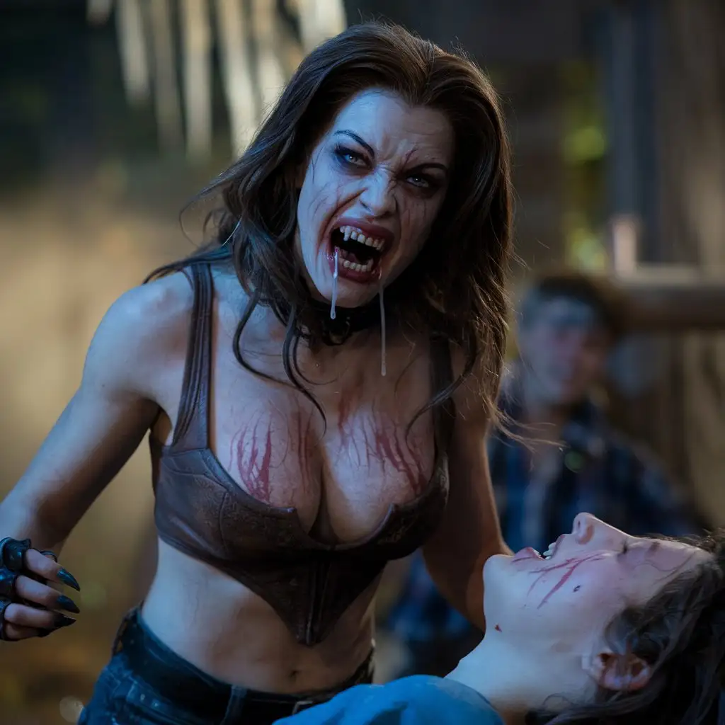 Cinematic-Photograph-of-a-Beautiful-Female-Werewolf-Attacking-a-Teenager