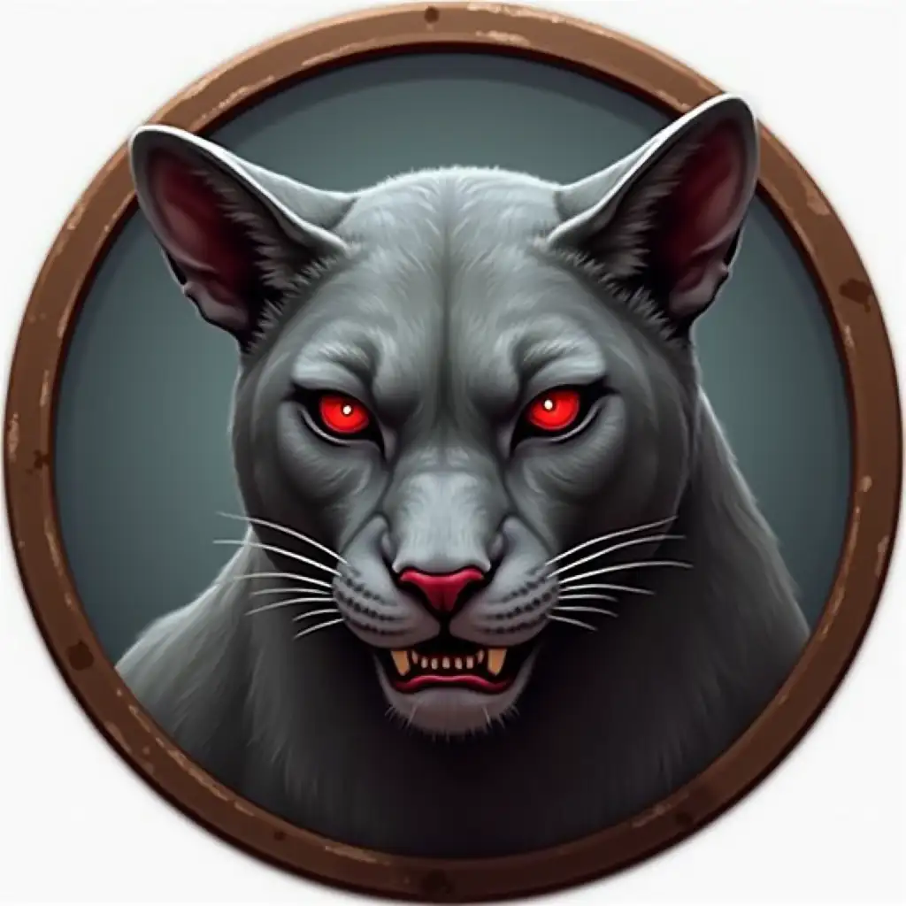 Realistic ZombiePumaVampire Icon with Brown Frame