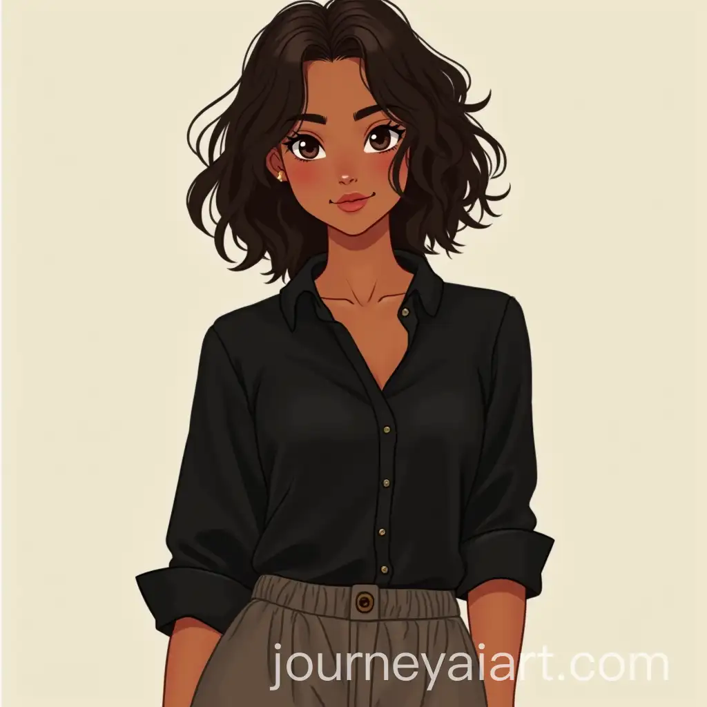 Young-Girl-with-Tanned-Skin-in-Black-Shirt-and-Loose-Pants