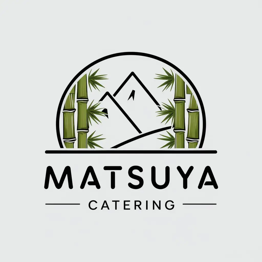 a vector logo design,with the text "Matsuya Catering", main symbol:Bamboo, mountain peaks, natural feeling, hope,Moderate,be used in Restaurant industry,clear background