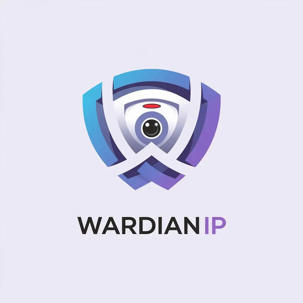 a vector logo design,with the text "WARDIAN IP", main symbol:suggest to me a corporate logo for a company named WARDIAN IP, in the name the w is for web connectivity, the company is dedicated to the importation and sale of electronic security systems, that is cameras and alarms, so the logo should convey seriousness, security and innovation,Minimalistic,be used in Technology industry,clear background