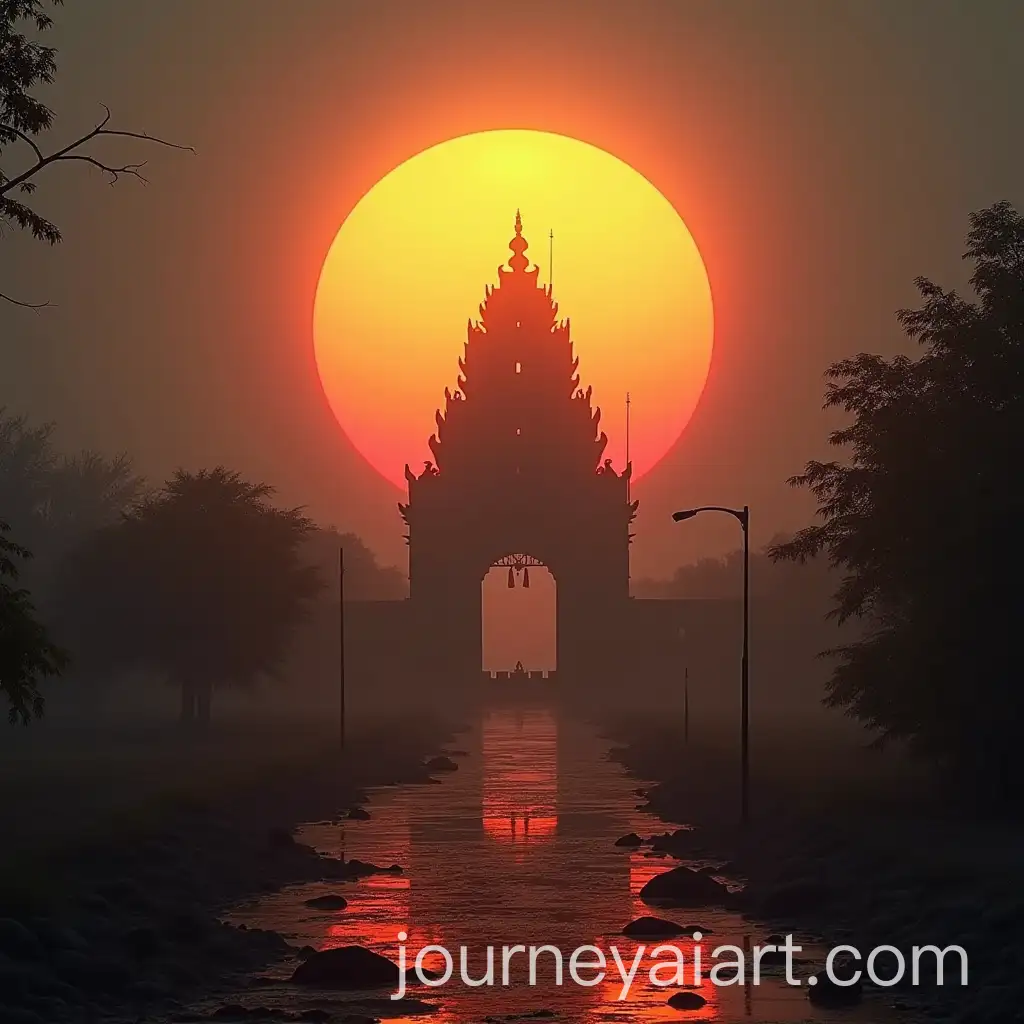Hindu-Temple-with-Cinematic-Lighting-and-Sun-in-Background