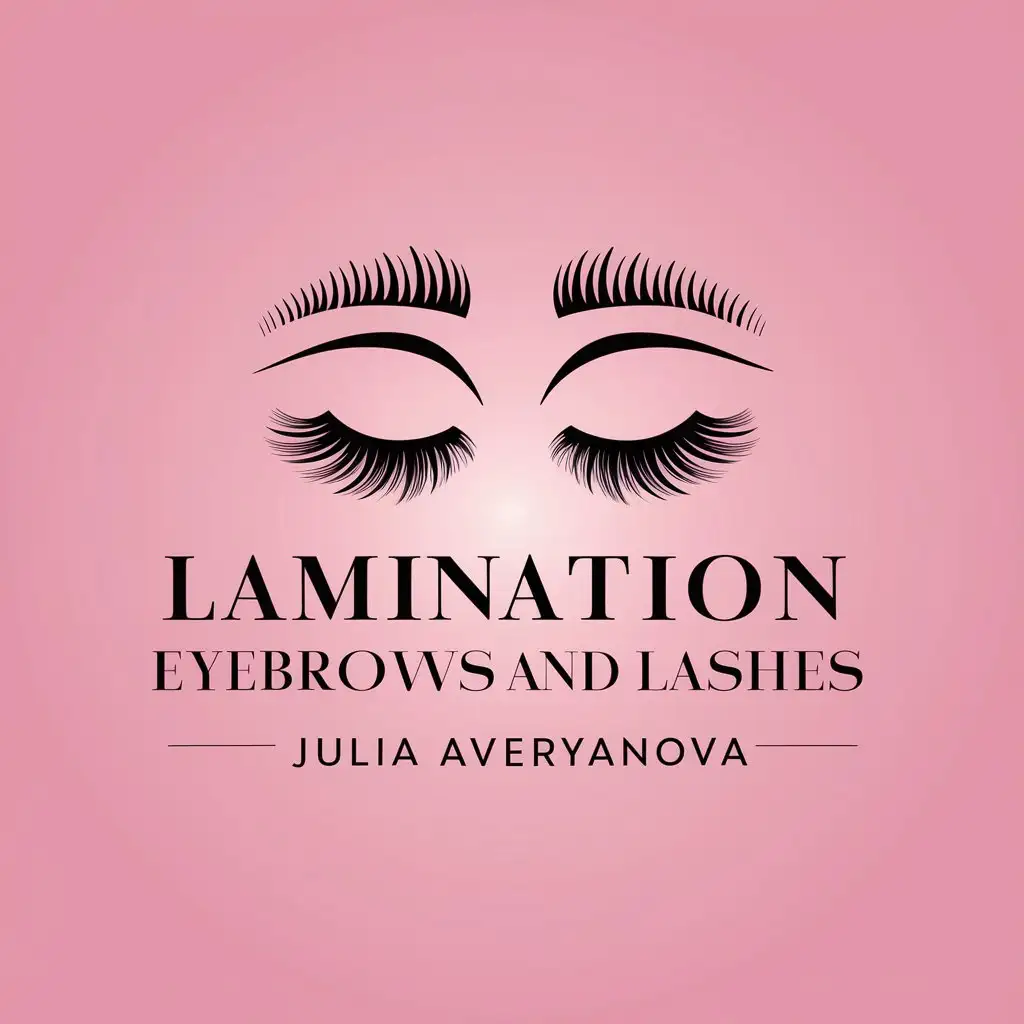 a vector logo design,with the text "lamination of eyebrows and lashes Julia Averyanova", main symbol:Beautiful arranged eyebrow, laminated eyelashes, beautiful eyelash,Moderate,be used in Beauty Spa industry,clear background