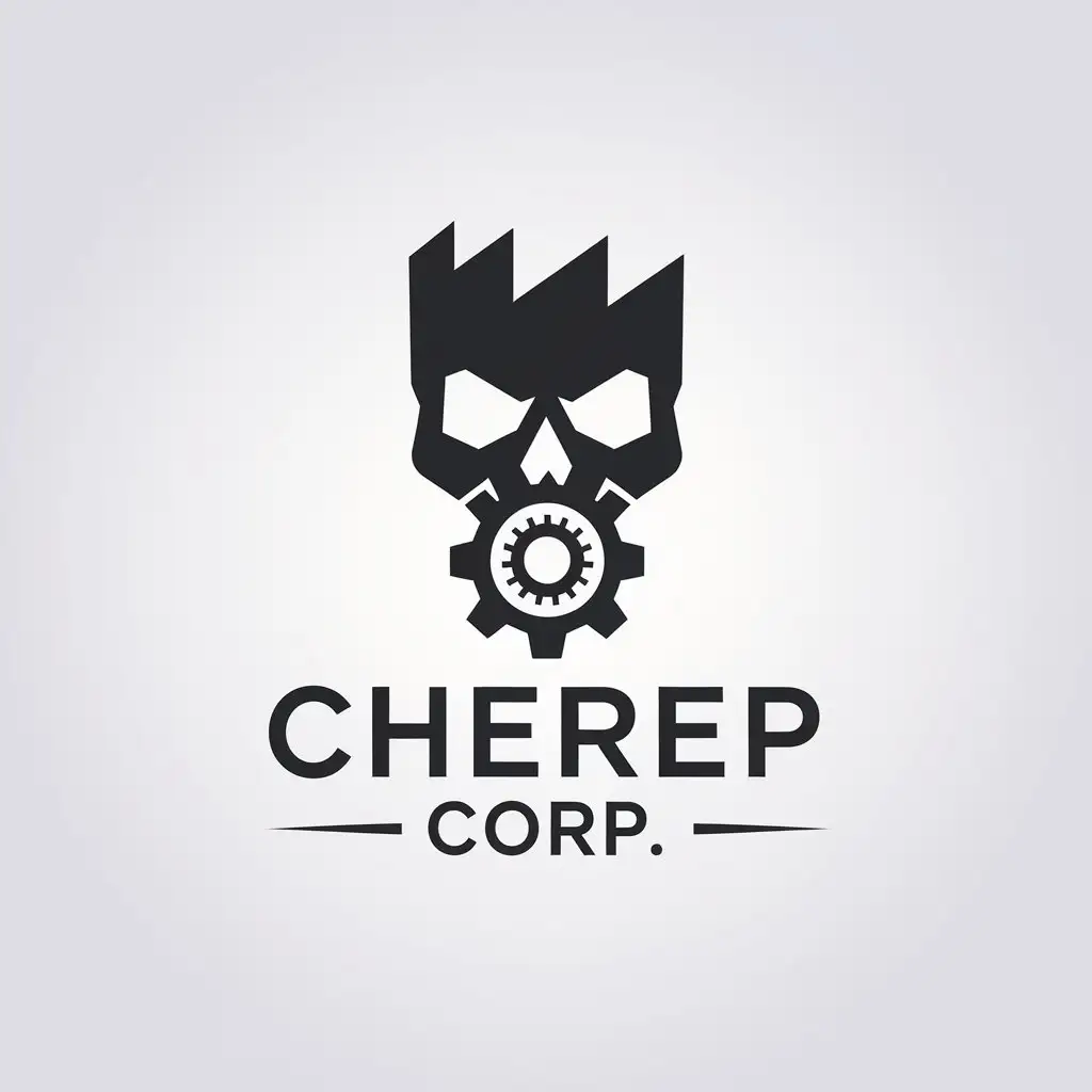 LOGO Design for Cherep Corp Skull Factory Symbol in Minimalistic Style