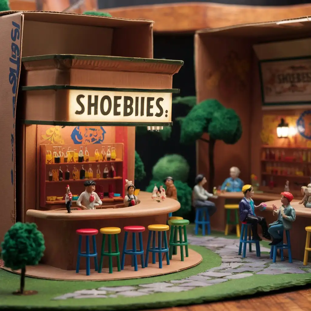 Miniature Toy Bar and Bug Collection in Shoe Box Display