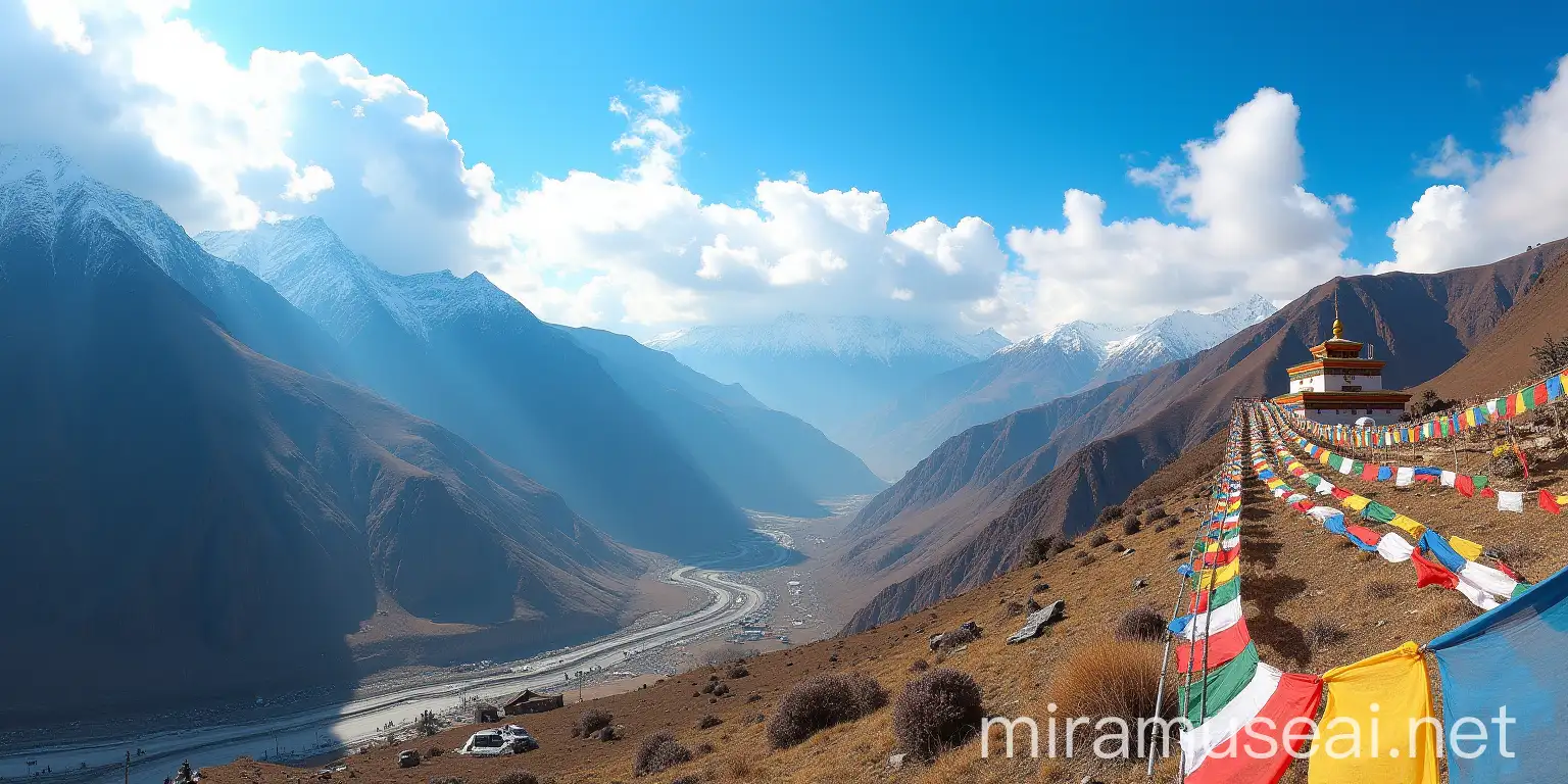 Panoramic Leh Ladakh Mountains with Buddhist Flags and Enormous Number 3