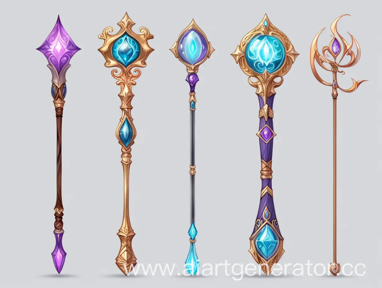 fantasy magic staff 2d illustration