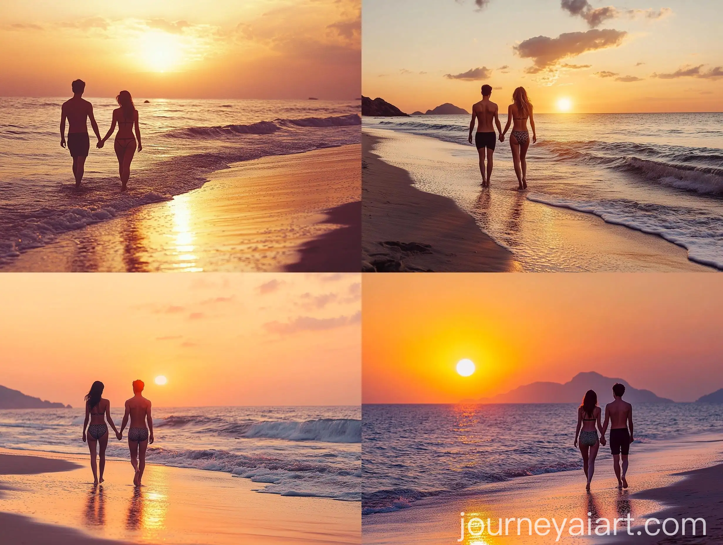Couple-Walking-on-South-Korean-Beach-at-Sunset