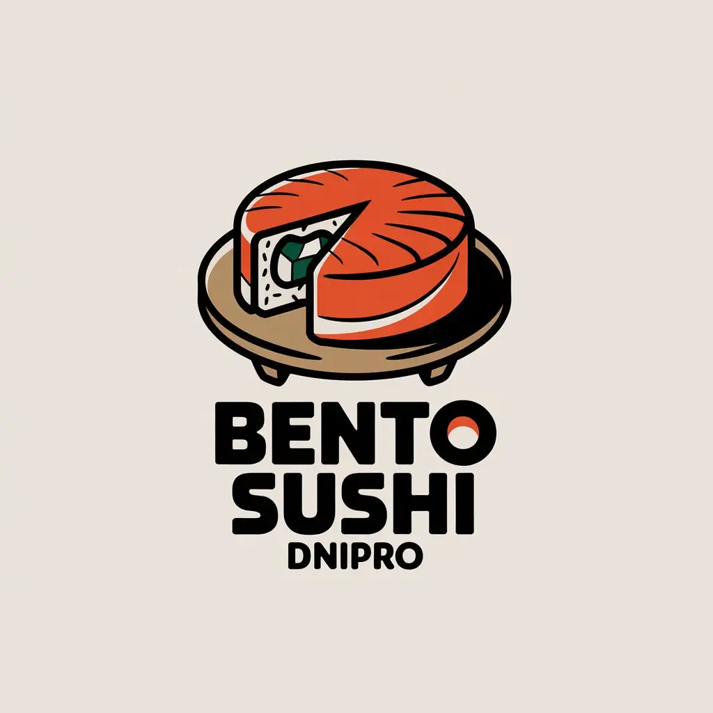 LOGO Design for Bento Sushi Dnipro Vector Logo Featuring Sushi and Sushi Cake for Restaurant Industry