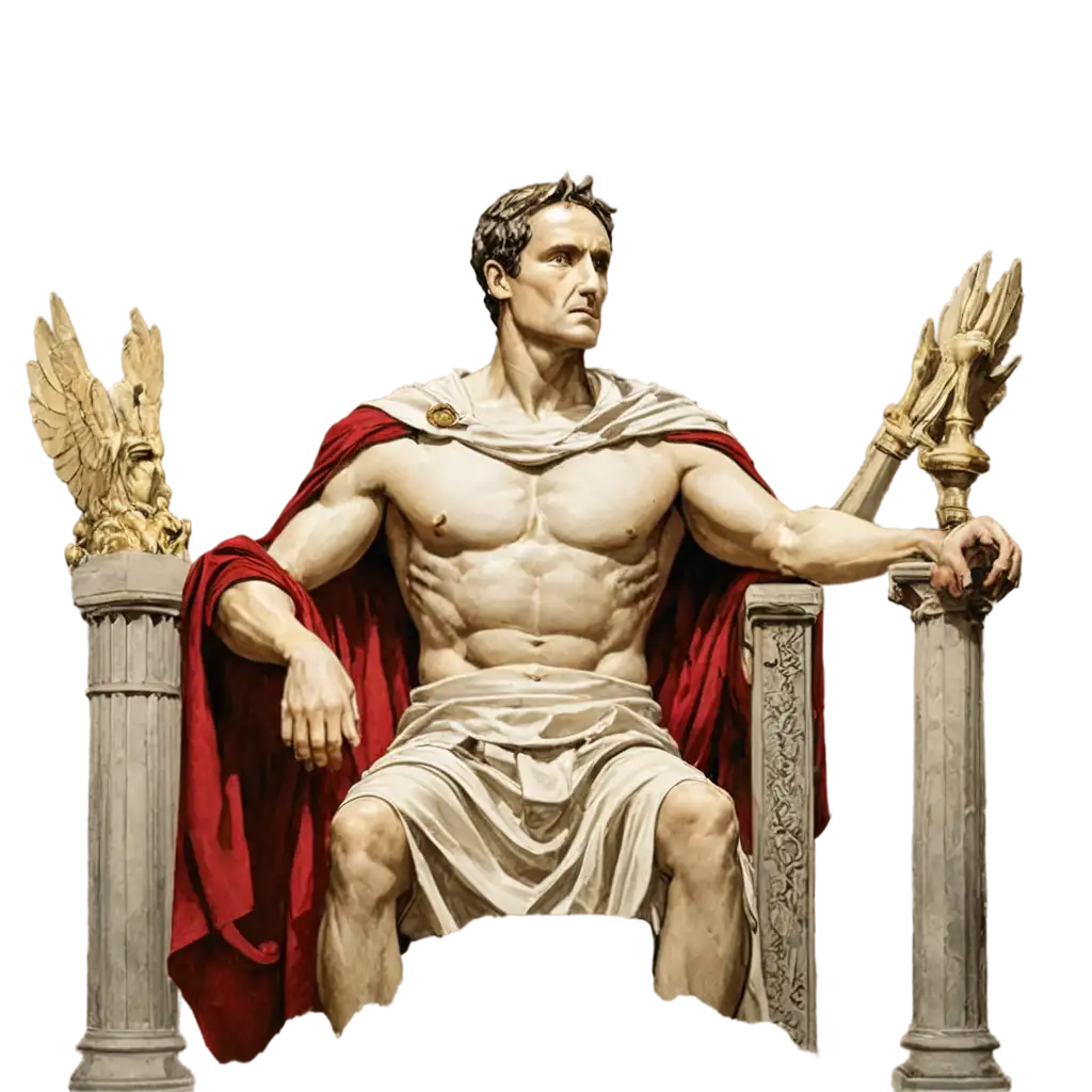 Julius-Caesar-Sitting-on-His-Throne-Minimalist-Comic-Drawing-in-PNG-Format