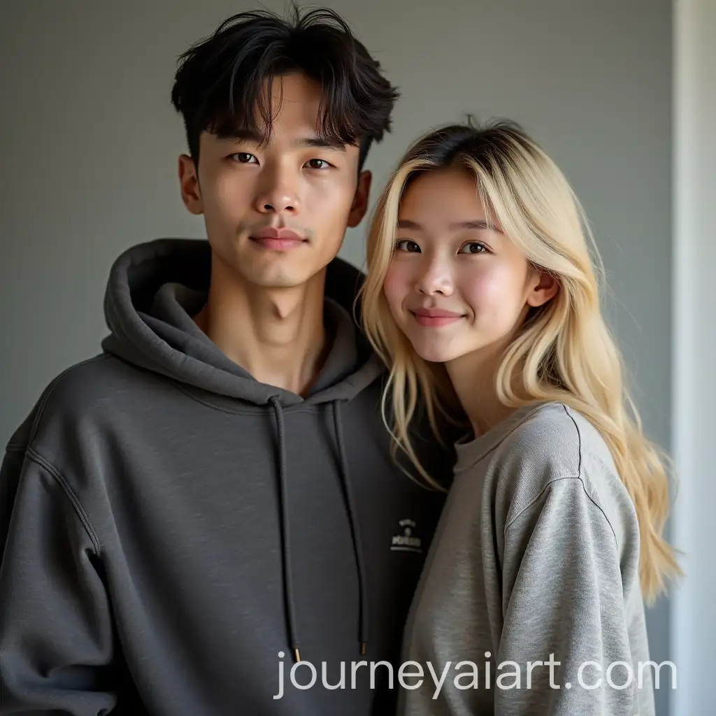 Young-Asian-Couple-with-Flirty-Expression-and-Casual-Clothing