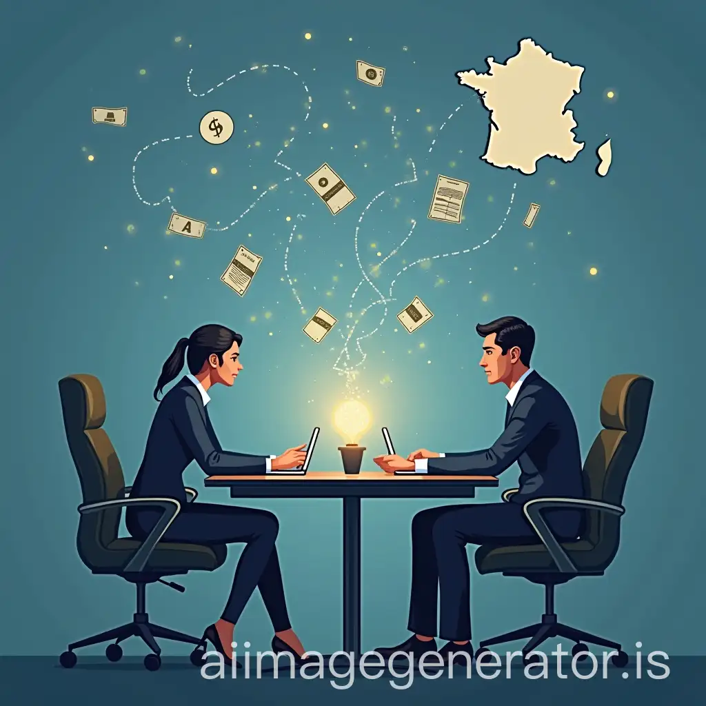 can you create an image suggesting variable compensation based on commercial collaborators' performance in france, specifically in the fields of banking or insurance?
