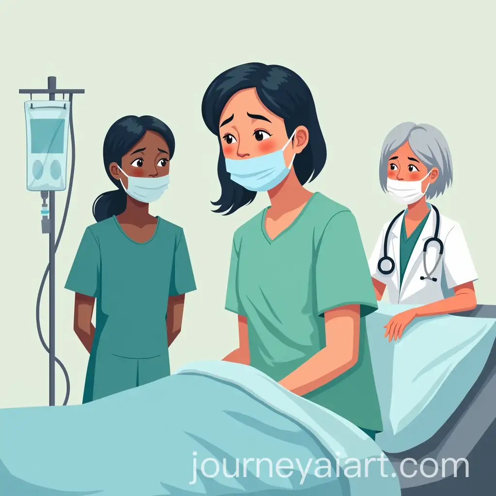 MiddleAged-Asian-Woman-in-Hospital-Bed-Attended-by-Nurse-and-Doctor