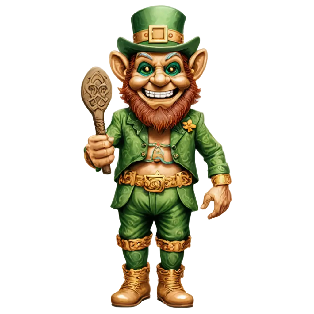 Leprechaun wearing a tiki mask