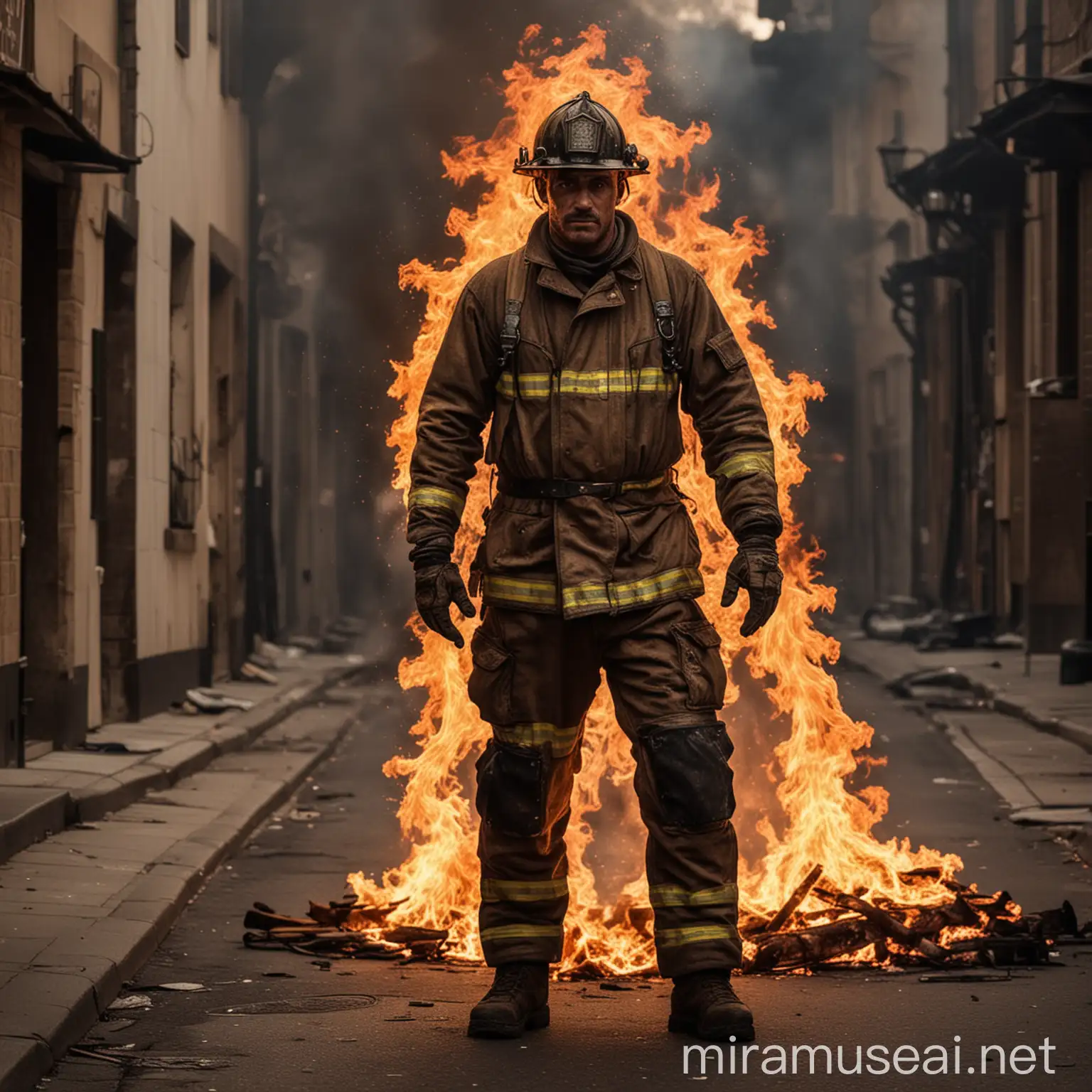 Fiery Fireman Sculpted from Flames