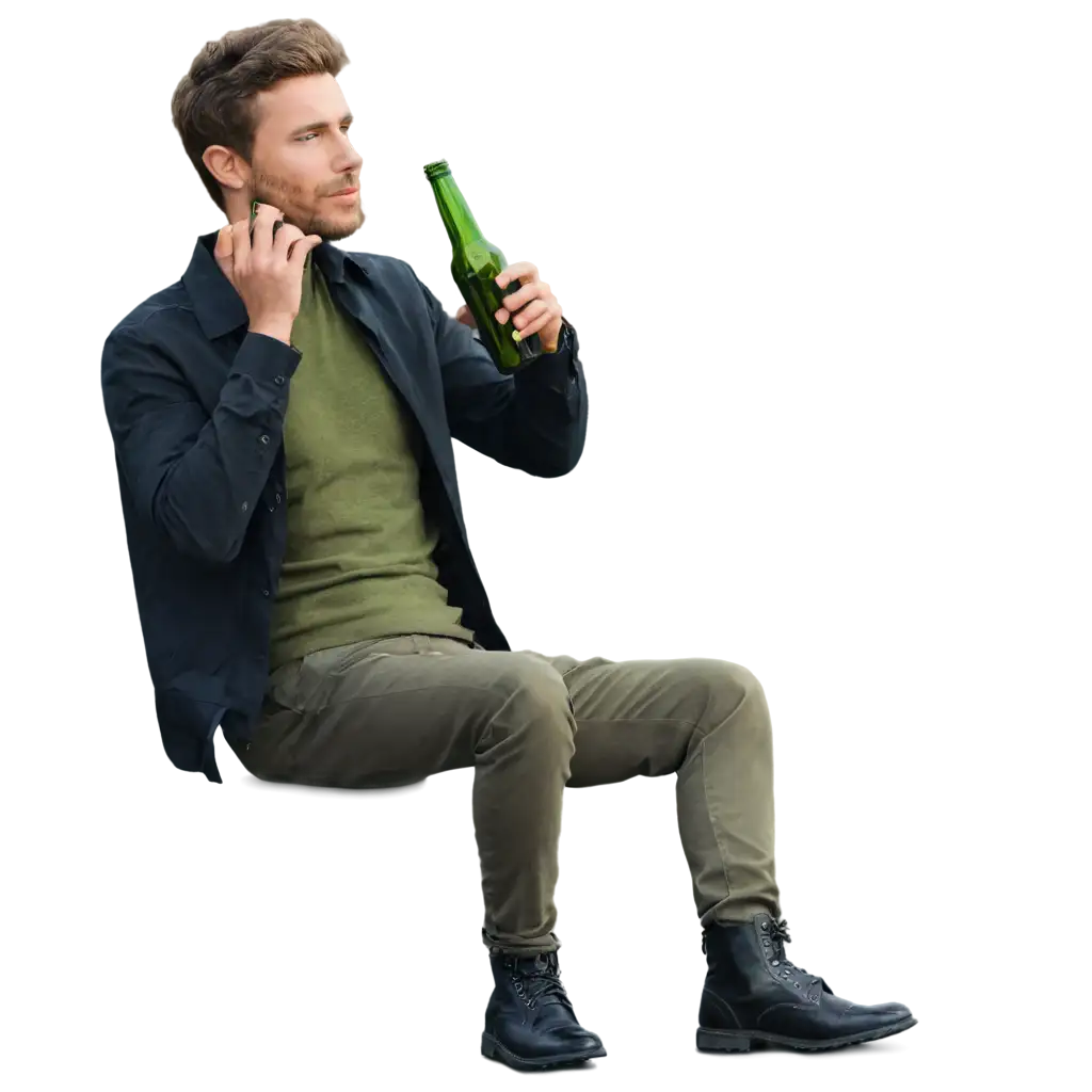 High-Quality-PNG-Image-of-a-Man-Drinking-Alcohol-from-a-Green-Bottle-of-Beer