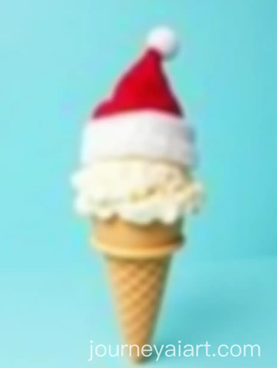Santa-Claus-Hat-on-Soft-Serve-Ice-Cream-in-Crispy-Cone-for-Christmas