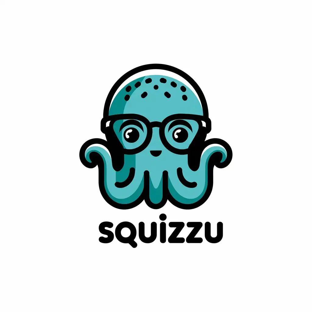 LOGO Design for Squizzu Vector Logo Featuring a Squid Wearing Glasses for the Education Industry