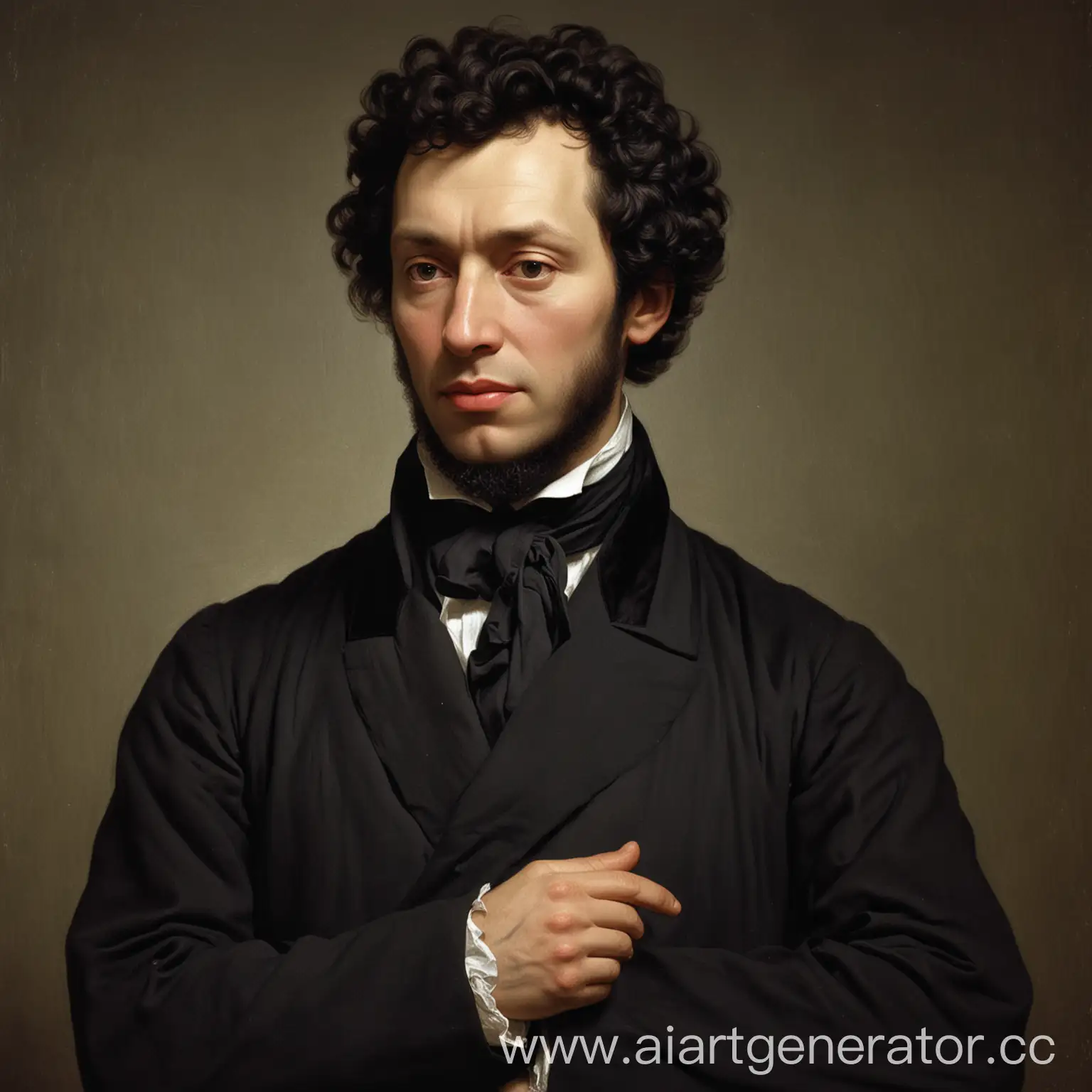 Portrait-of-Alexander-Pushkin-in-Classic-Attire-with-a-Romantic-Background