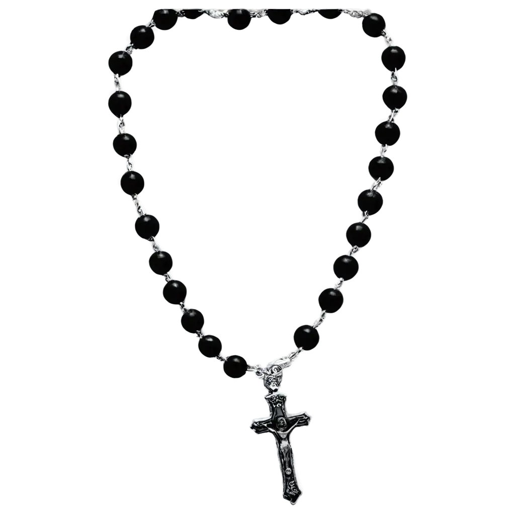 Rosary-Black-and-White-PNG-Image-Elegant-Design-for-Versatile-Visual-Appeal