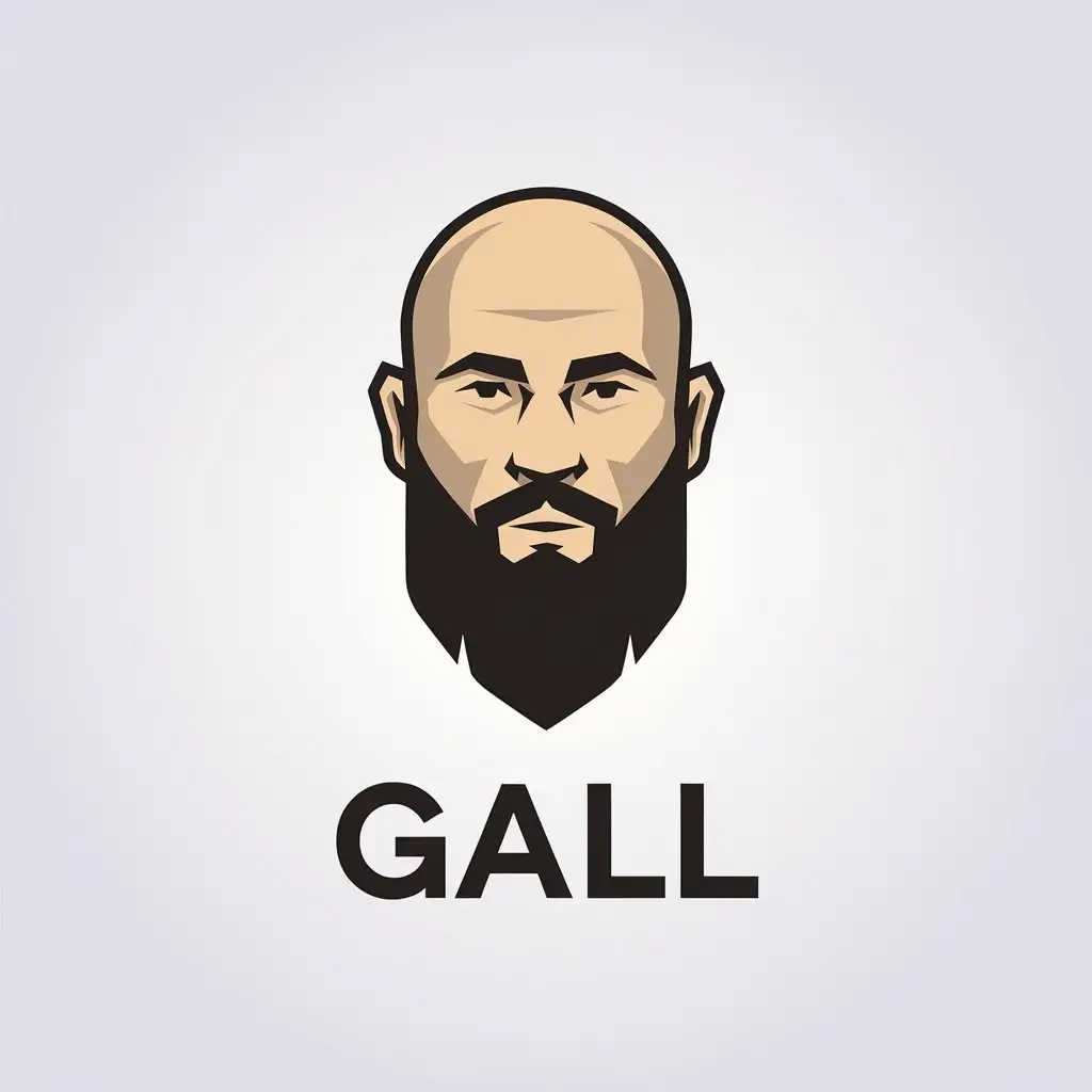 LOGO Design for Gall Bald Bearded Man with Minimalistic Style and Clear Background