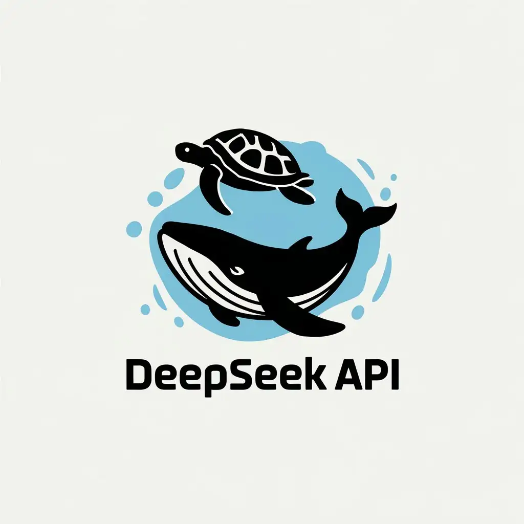 LOGO Design for Deepseek API Whales and Turtles Symbol with Clear Background and Moderate Style