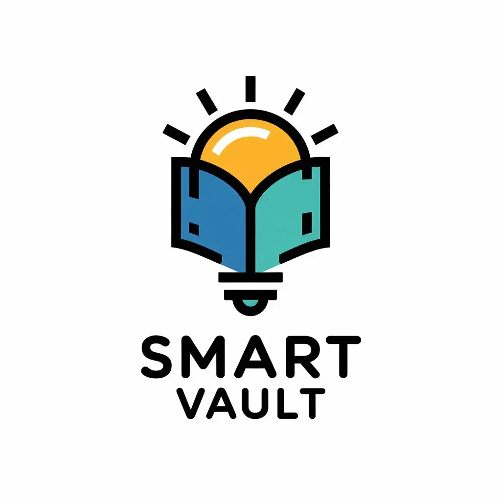 a vector logo design,with the text "smart vault", main symbol:using a stylized lightbulb combined with a book,Moderate,be used in Technology industry,clear background