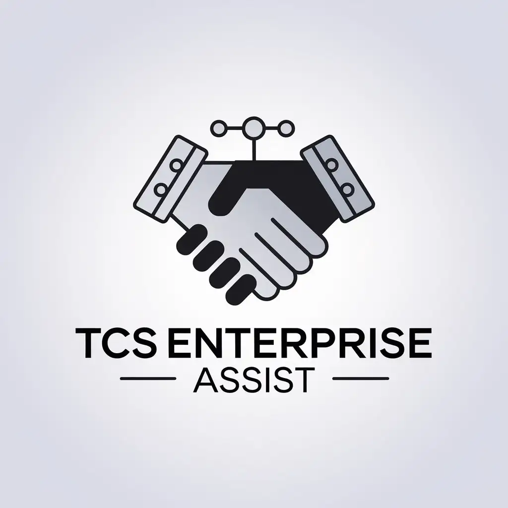 LOGO Design for TCS ENTERPRISE ASSIST Handshake Symbol with Minimalistic Style for Technology Industry