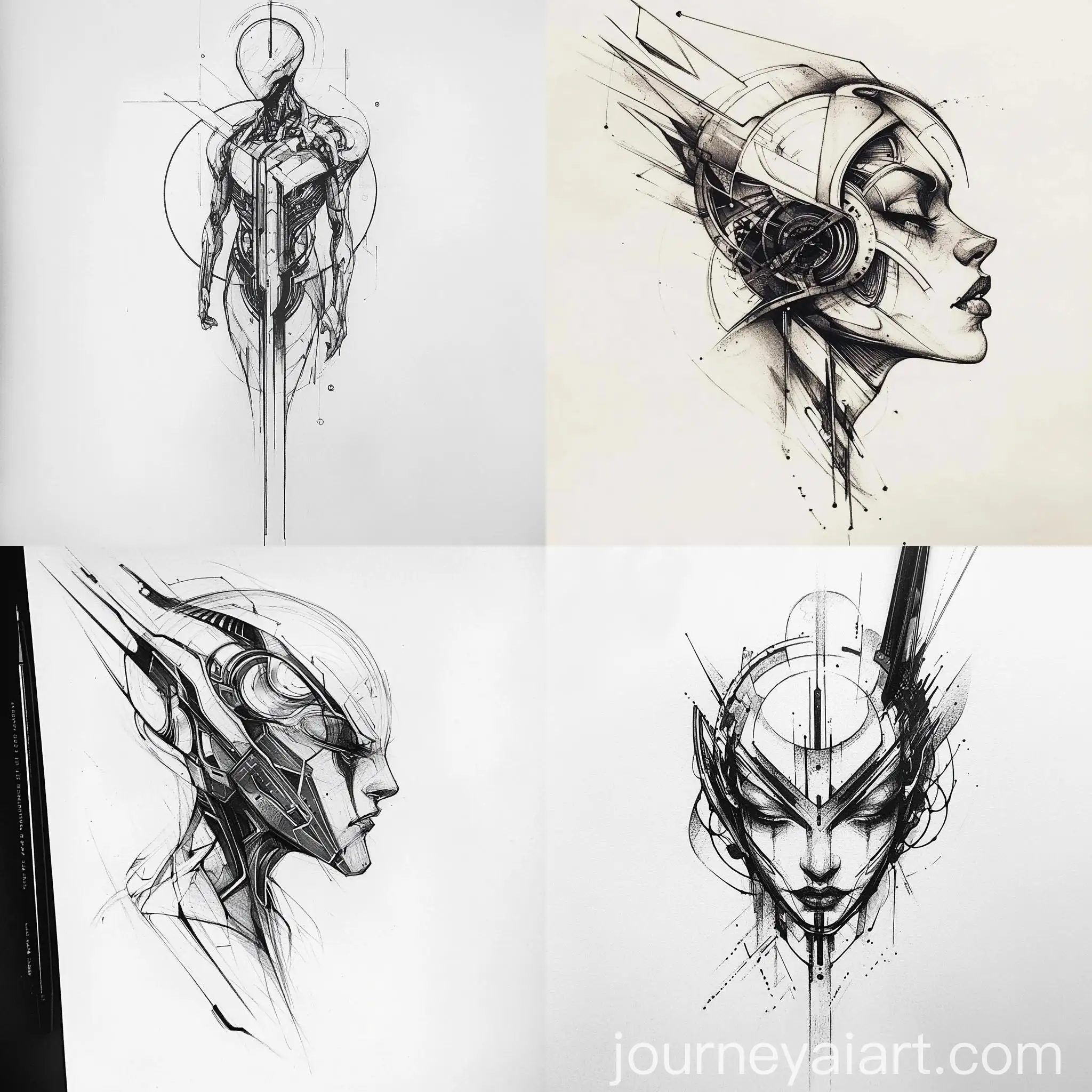 Futuristic-Tattoo-Design-Sketch-on-White-Background