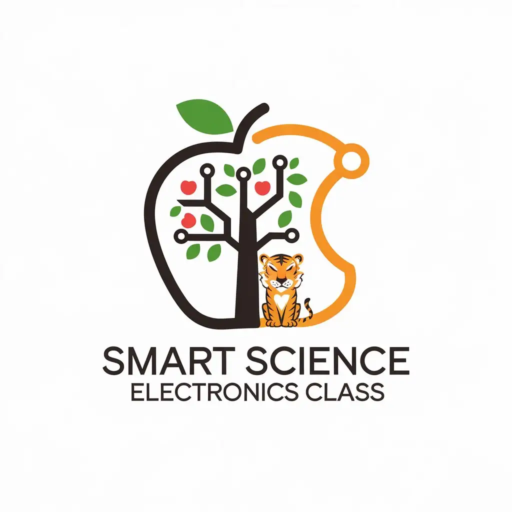 LOGO-Design-for-Smart-Science-Electronics-Apple-Tree-Tiger-Tech-Elements-for-Education