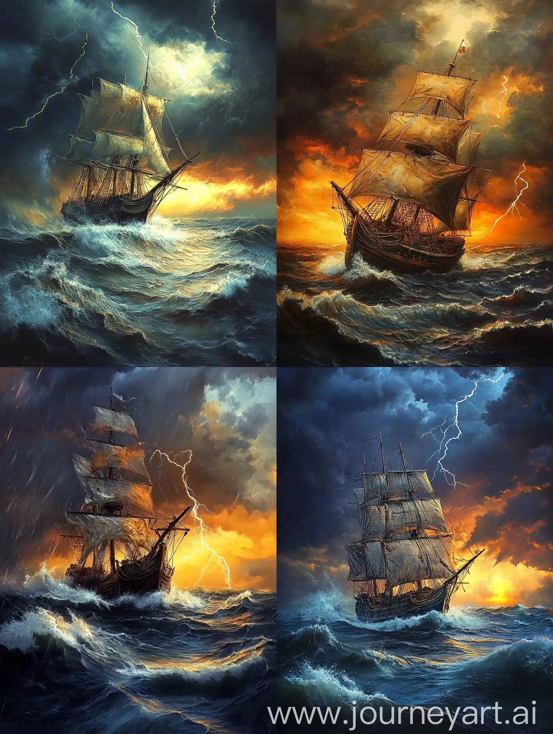 Dramatic-Eighteenth-Century-Sailing-Ship-Battling-Stormy-Seas