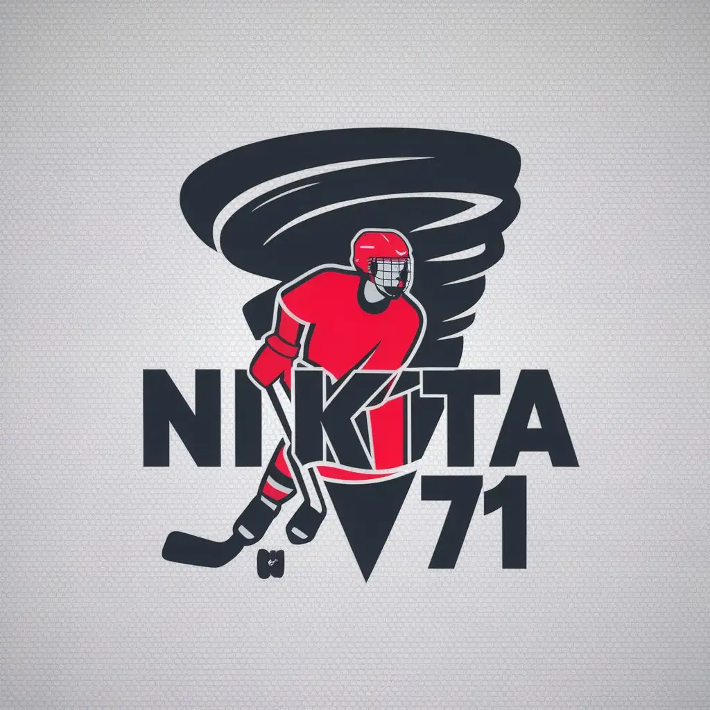 LOGO-Design-For-Nikita-71-Red-Hockey-Player-Against-Tornado-on-Clear-Background