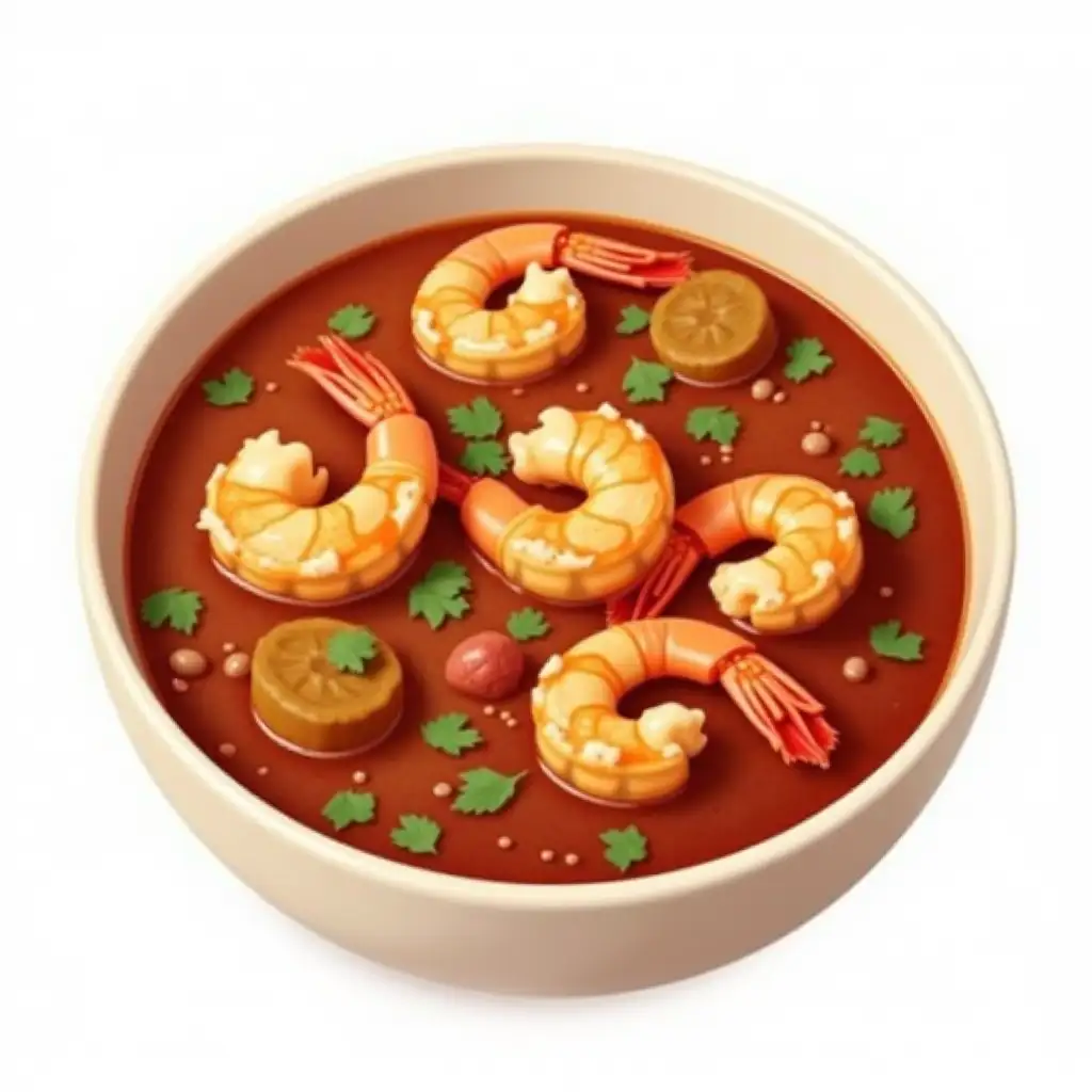 HighDefinition Illustration of Cajun Shrimp Gumbo with Vibrant Colors