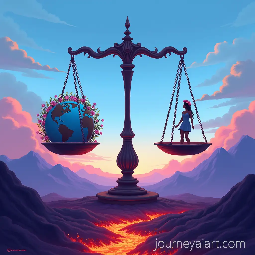 Symbol-ofAI-Art-Prompt-Expansion-Social-Justice-Woman-Balancing-Globe-in-Hellish-Landscape