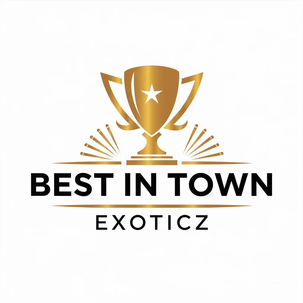 LOGO Design for Best In Town Exoticz Minimalistic Vector Design with Trophy Symbol for Events Industry