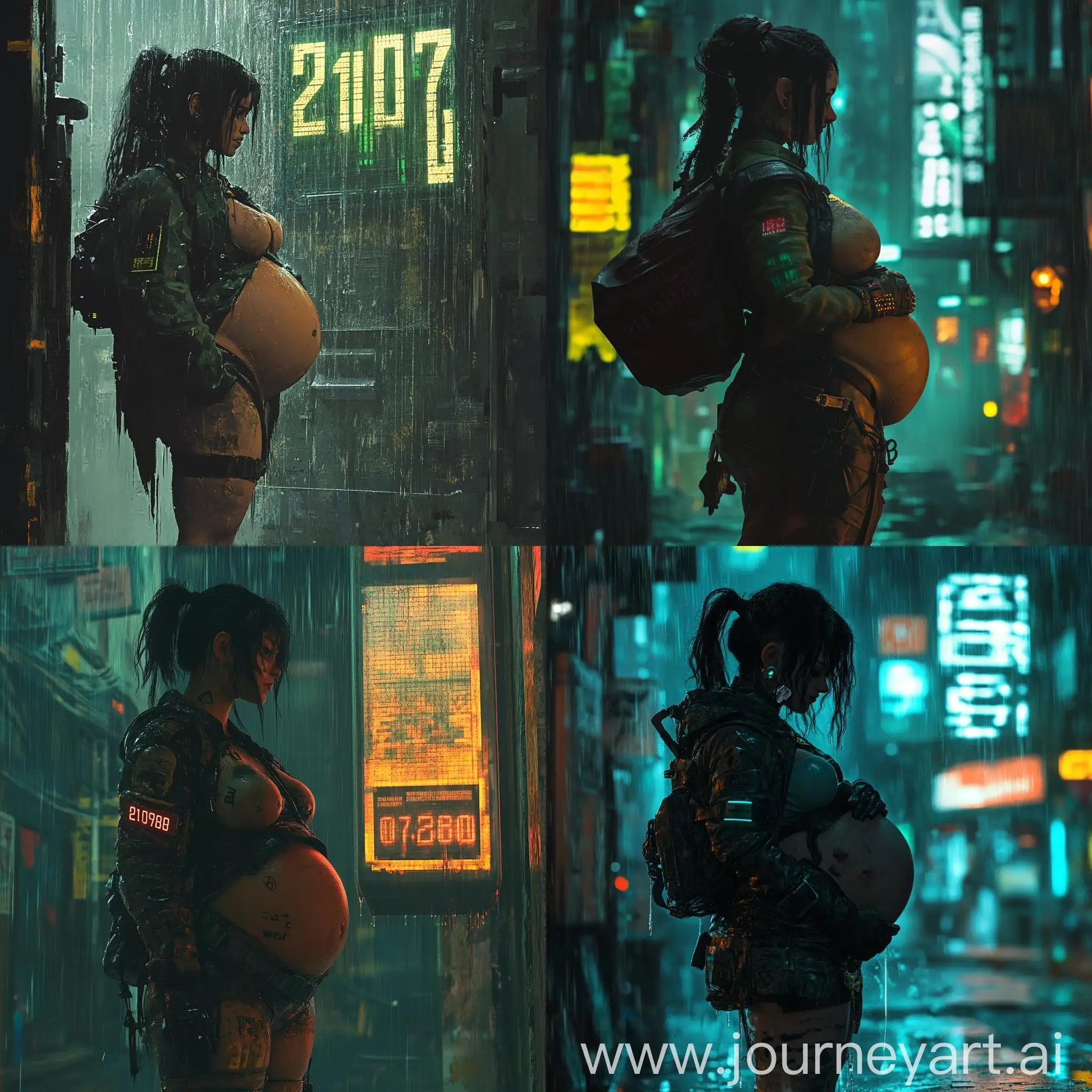 Pregnant-Dwarf-Girl-in-Cyberpunk-Rain-at-21072080