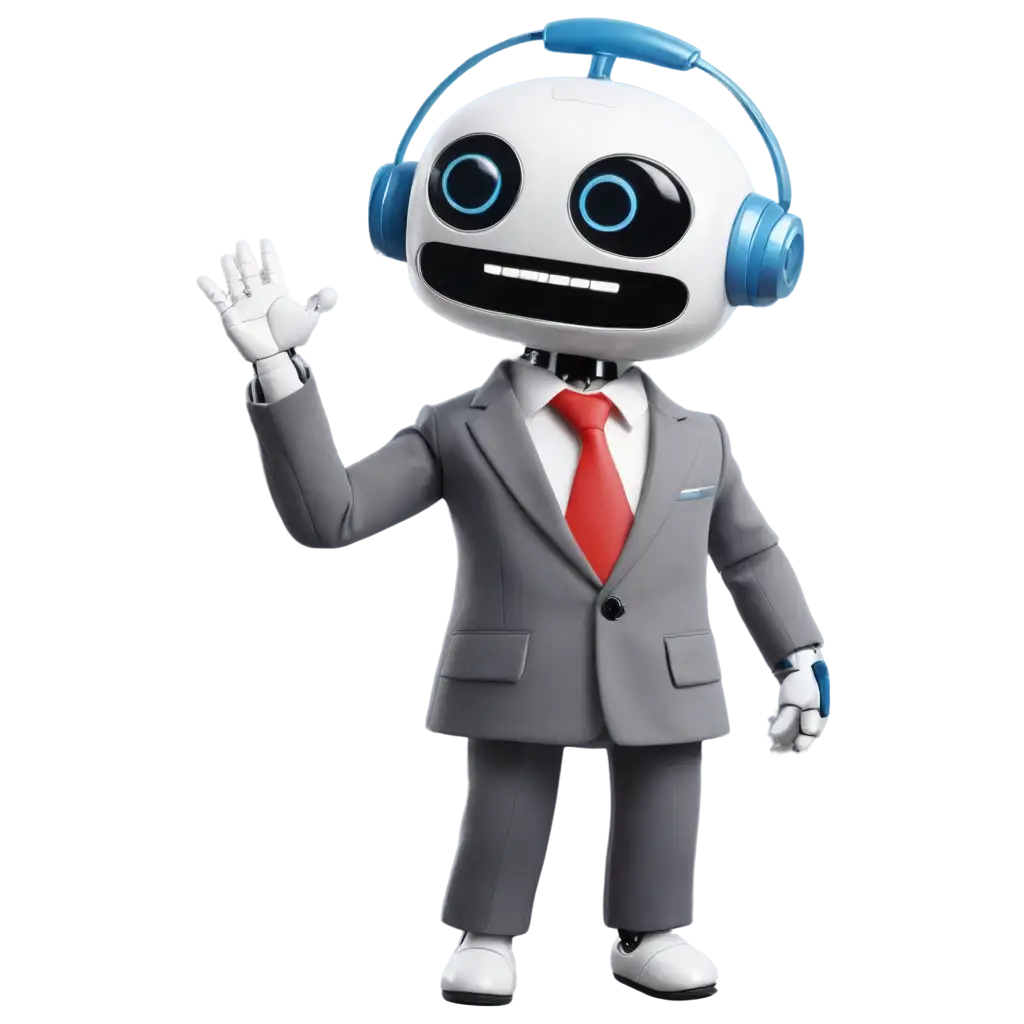 Cute-Robot-in-a-Suit-Waving-HighQuality-PNG-Image-for-Versatile-Use