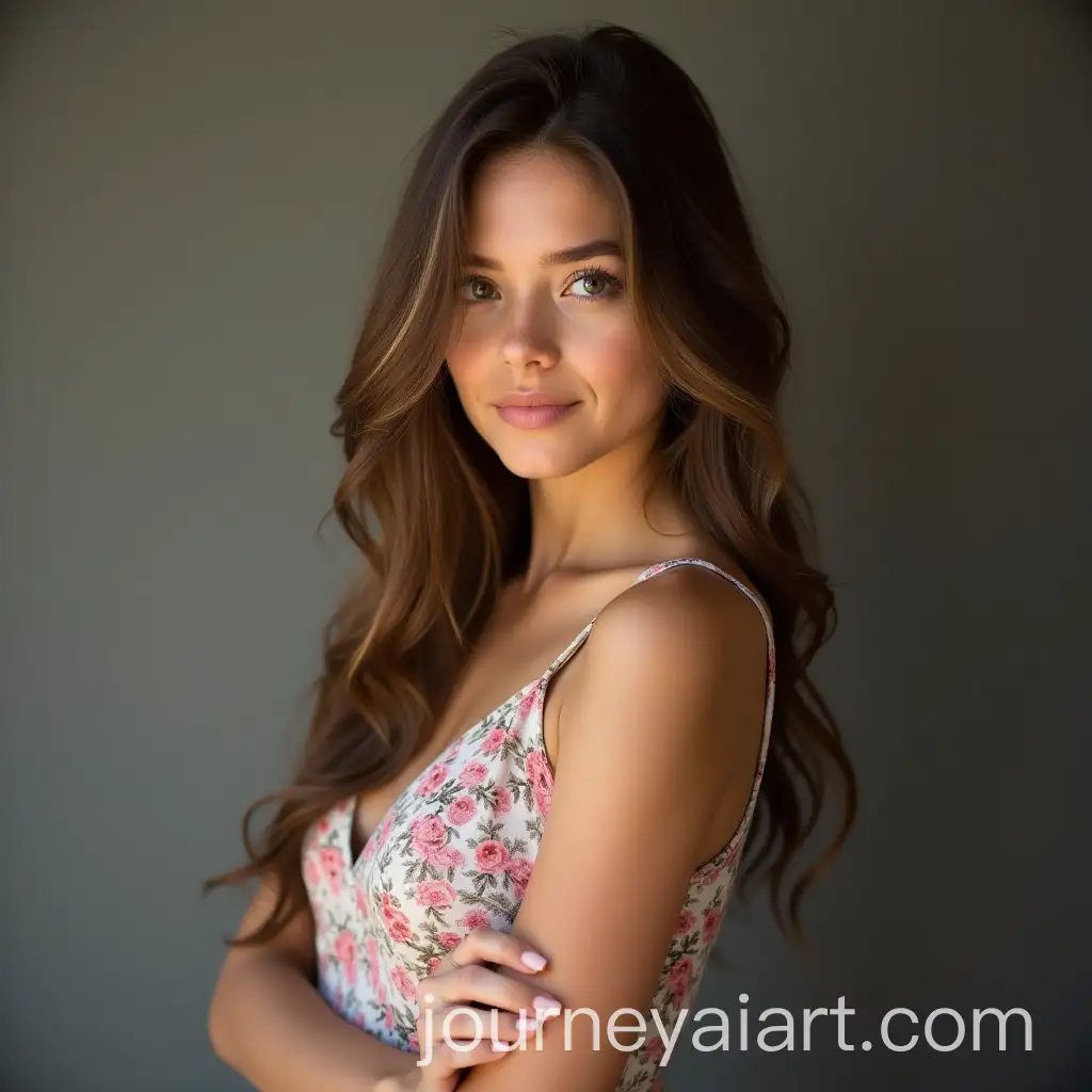 Portrait-of-a-Serene-Young-Woman-in-Bright-Dress