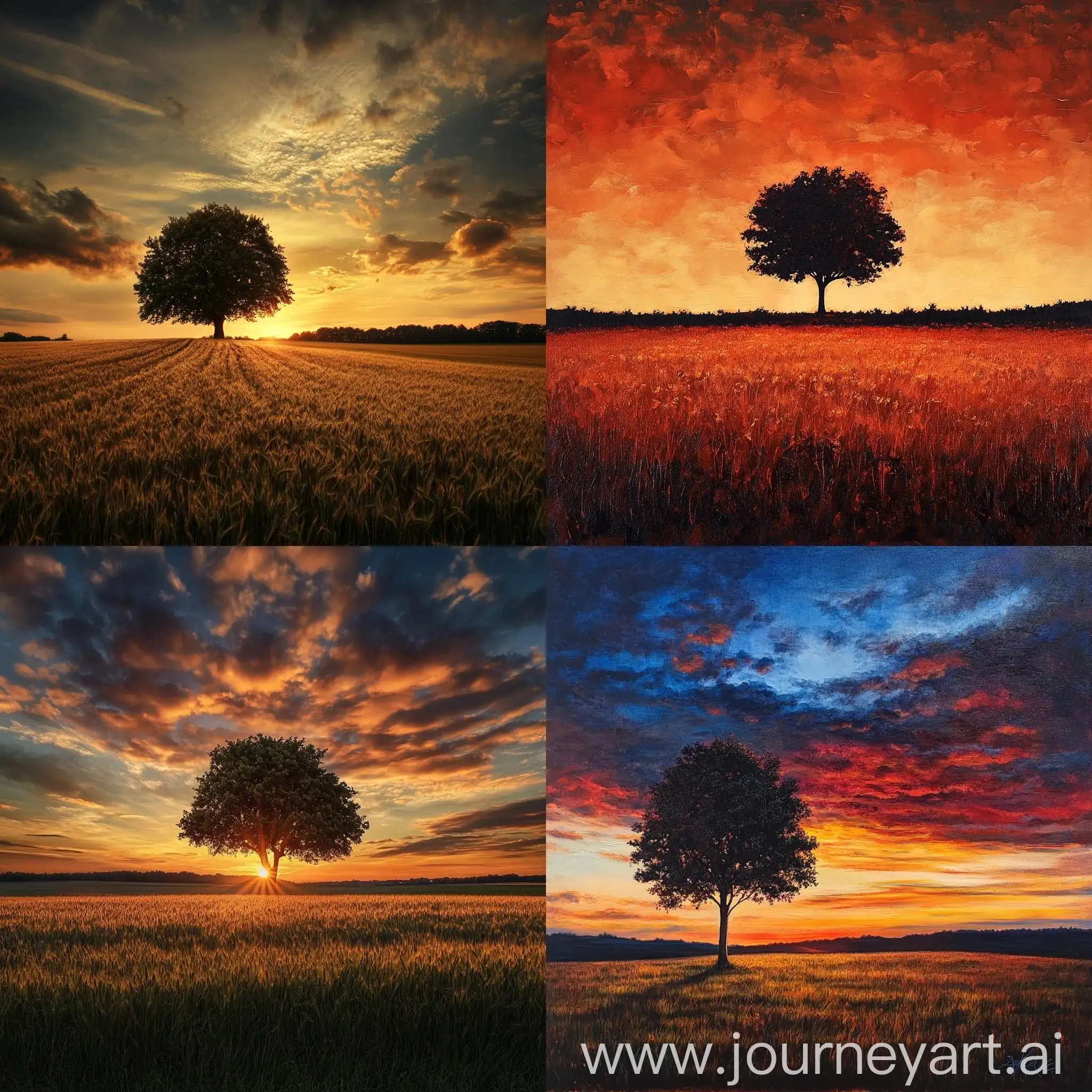 Solitary-Tree-in-Sunset-Field-Under-a-Lonely-Sky