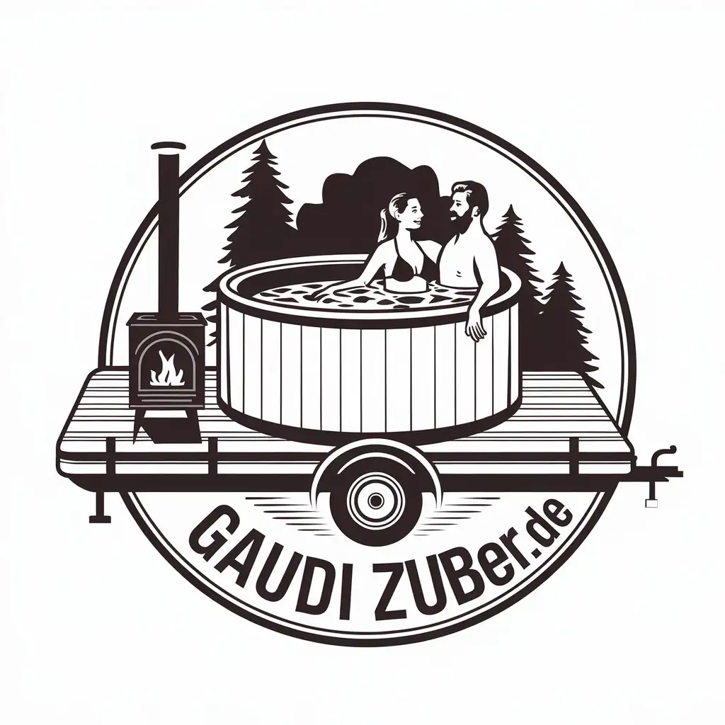 LOGO Design for GAUDI ZUBERde Octagonal Hot Tub Pool on Trailer with Smoke Nature and Two People Theme