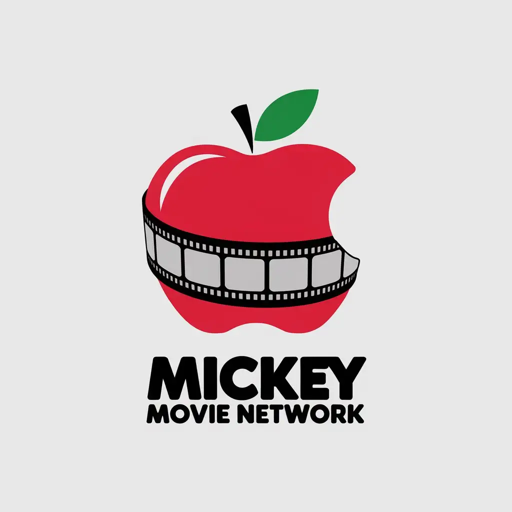 a vector logo design,with the text "Mickey Movie Network", main symbol:apple,Moderate,be used in movie industry,clear background