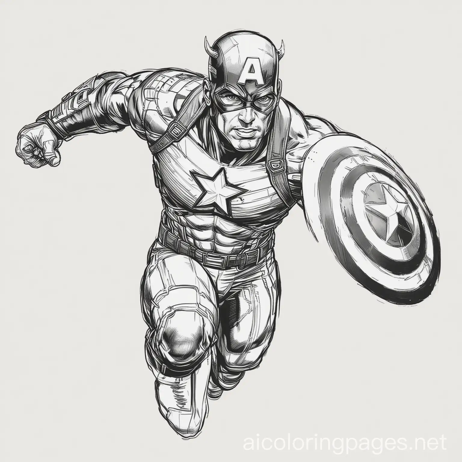 Captain-America-Running-Coloring-Page