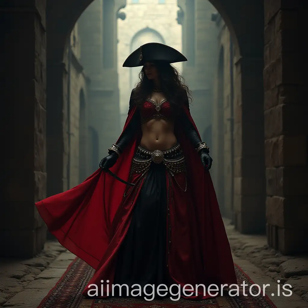 Polish-Hussar-Entranced-by-Veiled-Belly-Dancer-in-Ghostly-Fortress-Setting